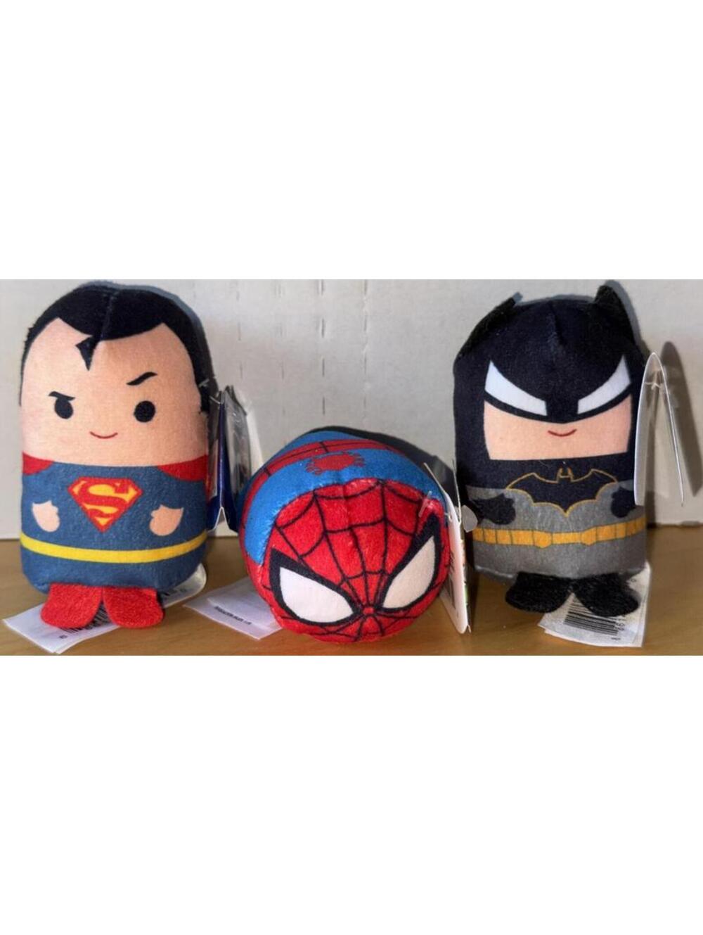 Dc SUPERMAN & BATMAN Mini Plush & Marvel SPIDERMAN TSUM TSUM All Mint